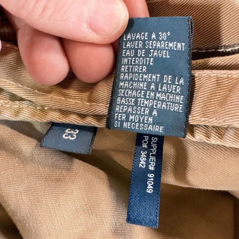 Polo Ralph Lauren Mens Tan Khaki Chino Shorts 33 Cotton Twill Casual Classic